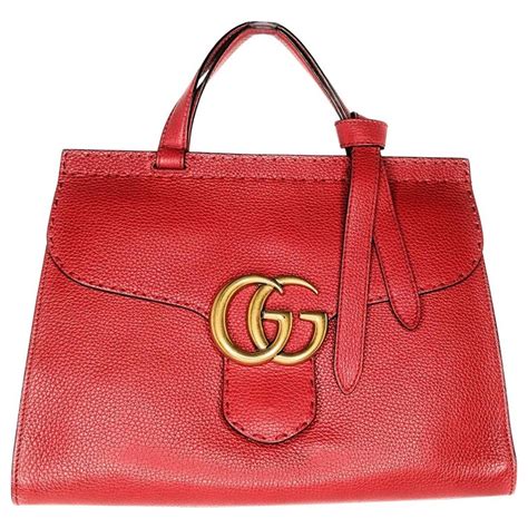 vintage small red gucci bag says gucci on front|Gucci red marmont bag small.